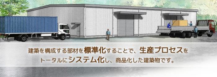 建築を構成する部材を標準化することで、生産プロセスをトータルにシステム化し、商品化した建築物です。